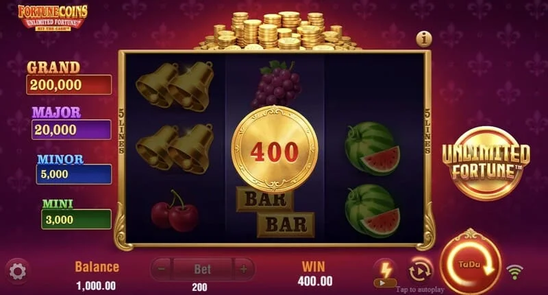 Fortune Coins Unlimited Fortune - pusingan duit syiling Lock & Respin dengan memegang duit syiling